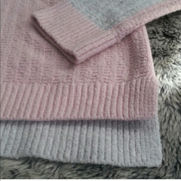 Loft Color block Pink Gray Sweater - Picture 7 of 8